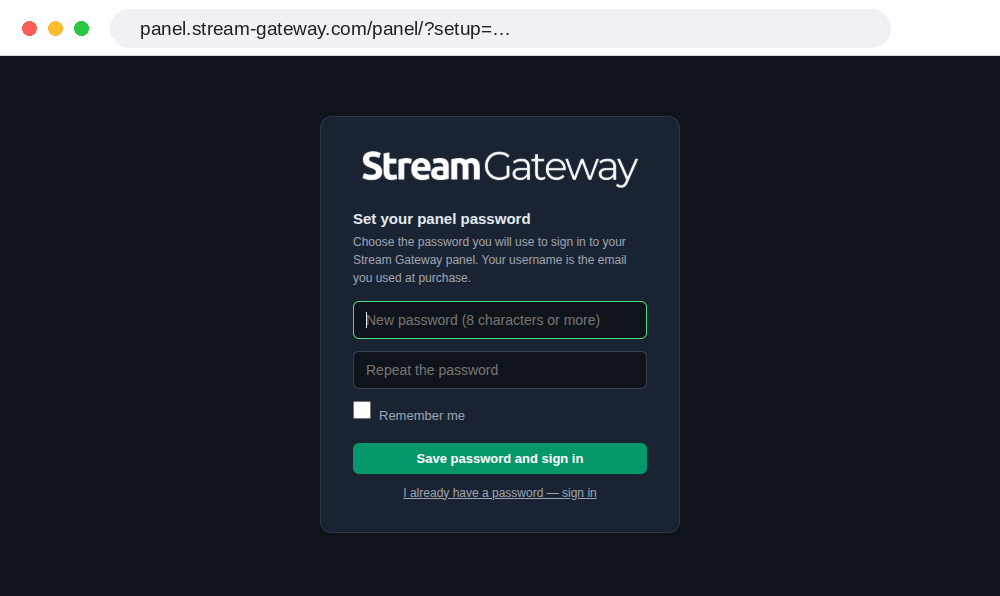 Set your panel password