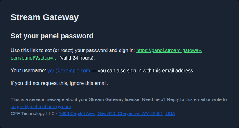 The sign-in link e-mail