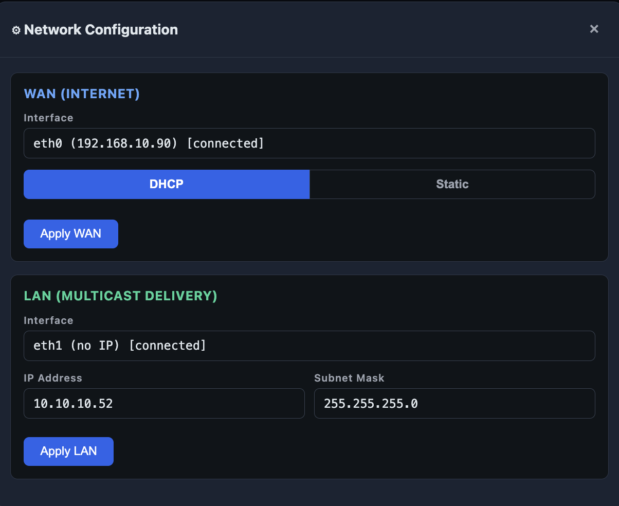 Network configuration window