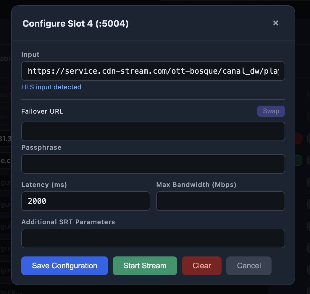 Configuring an individual slot