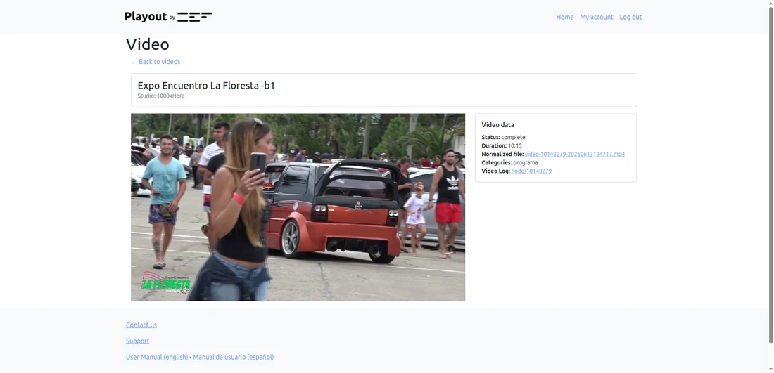 Video detail with its normalised file, duration and categories.